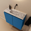 MONDIAZ TURE-DLUX Meuble toilette - 60cm - Jeans - EDEN - vasque Glace - position centrale - sans trou de robinet SW1103346