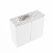 MONDIAZ TURE-DLUX Meuble toilette - 60cm - Talc - EDEN - vasque Glace - position gauche - sans trou de robinet SW1103174