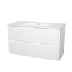 BRAUER New Future Meuble sous lavabo 99x45.5x55cm suspendu avec 2 tiroirs frein de chute MDF Blanc brillant SW3066