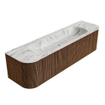 MONDIAZ KURVE-DLUX 170cm Meuble salle de bain avec module 25 G et D - couleur Walnut - 1 tiroir - 2 portes - vasque BIG LARGE centre - sans trou de robinet - couleur Glace SW1138029