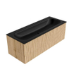 MONDIAZ KURVE 120cm Meuble salle de bain - couleur Oak - 1 tiroir - vasque BIG LARGE centre - 2 trous de robinet - Urban SW1138392