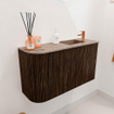 Mondiaz JOYA-DLUX 71.6cm toiletmeubel - ronding links kleur Walnut - Wastafel FAYE positie Rechts 1 kraangat kleur Arena. SW1424352