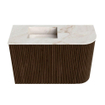 Mondiaz JOYA-DLUX 61.6cm toiletmeubel - ronding rechts kleur Walnut - Wastafel FAYE positie Links Zonder kraangat kleur Frappe. SW1422322