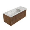 MONDIAZ KURVE-DLUX 115cm Meuble salle de bain avec module 25 D - couleur Walnut - 1 tiroir - 1 porte - vasque BIG SMALL gauche - 1 trou de robinet - couleur Glace SW1138024