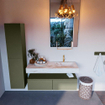 Mondiaz ALAN-DLUX Ensemble de meuble - 120cm - meuble Army mat - 2 tiroirs - Lavabo Cloud Frappe suspendu - vasque Droite - 1 trou de robinet SW805651