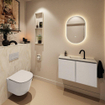 MONDIAZ TURE-DLUX Meuble toilette - 80cm - Linen - EDEN - vasque Ostra - position centrale - 1 trou de robinet SW1104896