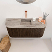 Mondiaz JOYA-DLUX 83.2cm meuble de toilette - arrondi gauche et droite couleur Walnut - Vasque FAYE position Milieu Sans trou de robinet couleur Oza SW1424610