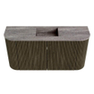 Mondiaz JOYA-DLUX 83.2cm toiletmeubel - ronding links en rechts kleur Shadow - Wastafel FAYE positie Midden Zonder kraangat kleur Oza. SW1425081