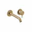 Crosswater 3ONE6 Wastafelkraan inbouw - gebogen uitloop 18cm - 1 knop - geborsteld messing SW928246