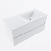 MONDIAZ VICA meuble sous lavabo 100cm Talc 2 tiroirs. Lavabo CLOUD droit sans trou de robinet, couleur Talc. SW1381945