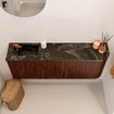 Mondiaz JOYA-DLUX 111.6cm toiletmeubel - ronding rechts kleur Ruby - Wastafel FAYE positie Links 1 kraangat kleur Lava. SW1423643