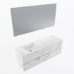 Mondiaz VICA ensemble de meuble de salle de bain - 140cm - meuble sous vasque carrara - 4 tiroirs - lavabo cloud gauche - 1 trou de robinet - couleur talc - miroir LED - version XL 60cm de haut SW1095816