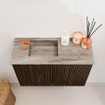 Mondiaz JOYA-DLUX Meuble de salle de bains 60cm - couleur Walnut - Vasque FAYE position Gauche 1 trou de robinet couleur Oza SW1424551