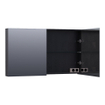 Saniclass Plain Spiegelkast - 120x70x15cm - 2 links/rechtsdraaiende spiegeldeuren - MFC - black wood SW393030
