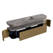 MONDIAZ THOR-DLUX Meuble de salle de bains - 200cm - arrondi gauche + droite - couleur Dusk - 2 tiroirs - 2 portes - Vasque suspendue CLOUD Milieu 1 trou de robinet couleur Oza SW1467193