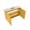 MONDIAZ TURE-DLUX Meuble toilette - 80cm - Ocher - EDEN - vasque Glace - position centrale - sans trou de robinet SW1103439