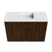 Mondiaz JOYA 60cm toiletmeubel - kleur Walnut - Wastafel FAYE positie Midden Zonder kraangat kleur Talc. SW1245062