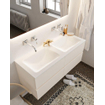 Mondiaz VICA ensemble de meuble de salle de bain - 120cm - meuble sous-vasque lin - 4 tiroirs - lavabo nuage double - sans trou de robinet - miroir LED - version XL 60cm de haut SW1098359