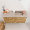 Mondiaz JOYA-DLUX 70cm toiletmeubel - kleur Oak - Wastafel FAYE positie Rechts 1 kraangat kleur Saba. SW1424190
