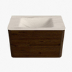 Mondiaz CIRO-DLUX Badkamermeubelset - 80x45x50cm - Solid surface wastafel Meli - 1 wasbak Midden - 1 kraangat - 2 lades - Walnut SW1530460