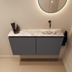 MONDIAZ TURE-DLUX Meuble toilette - 100cm - Dark Grey - EDEN - vasque Glace - position droite - sans trou de robinet SW1103234