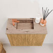 Mondiaz JOYA-DLUX 50cm toiletmeubel - kleur Oak - Wastafel FAYE positie Links 1 kraangat kleur Arena. SW1423843
