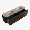 Mondiaz CIRO-DLUX Meuble de salle de bains - 180x45x50cm - plan vasque solid surface Arena - 2 vasques double - sans trous de robinet - 4 tiroirs - Noyer SW1530478