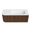 MONDIAZ KURVE 115cm Meuble salle de bain avec module 25 G - couleur Walnut - 1 tiroir - 1 porte - vasque BIG SMALL droite - 1 trou de robinet - Talc SW1138288