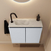 MONDIAZ TURE-DLUX Meuble toilette - 60cm - Clay - EDEN - vasque Opalo - position gauche - 1 trou de robinet SW1104224