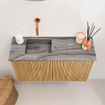 Mondiaz JOYA-DLUX Meuble de toilette 70cm - couleur Oak - Vasque FAYE position Gauche Sans trou de robinet couleur Sombra SW1424249
