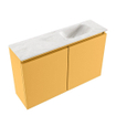 MONDIAZ TURE-DLUX meuble WC 80cm Ocher. EDEN lavabo Ostra position droite. Sans trou de robinet. SW1104948