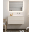 Mondiaz VICA ensemble de meuble de salle de bain - 100cm - meuble sous-vasque lin - 2 tiroirs - lavabo lune droite - sans trou de robinet - miroir LED - version XL 60cm de haut SW1098281