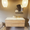 MONDIAZ VICA-DLUX Ensemble meuble de salle de bains - 130cm - meuble bas Washed oak - 2 tiroirs - lavabo encastré cloud à droite - 1 trou de robinet - version hauteur 60cm - frappe SW1088818