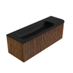 MONDIAZ KURVE 135cm Meuble salle de bain avec module 25 D - couleur Walnut - 1 tiroir - 1 porte - vasque BIG MEDIUM gauche - sans trous de robinet - Urban SW1138496