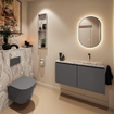 MONDIAZ TURE-DLUX Meuble toilette - 100cm - Dark Grey - EDEN - vasque Glace - position droite - sans trou de robinet SW1103234