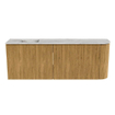 Mondiaz JOYA-DLUX 111.6cm toiletmeubel - ronding rechts kleur Oak - Wastafel FAYE positie Links Zonder kraangat kleur Glace. SW1422038