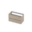 INK Wastafelonderkast - 90x45x52cm - 2 lades - greeploos - met houten keerlijst - MFC - Ivoor eiken SW798468