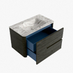 Mondiaz CIRO-DLUX Meuble de salle de bains - 80x45x50cm - Vasque solid surface Glace - 1 bassin central - 1 trou de robinet - 2 tiroirs - Shadow SW1532189