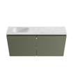 MONDIAZ TURE-DLUX Meuble WC 100cm Army. Lavabo EDEN Opalo position gauche. Avec 1 trou de robinet. SW1104207