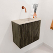 Mondiaz JOYA-DLUX Meuble de toilette 51,6cm - arrondi droit couleur Shadow - Vasque FAYE position Gauche Sans trou de robinet couleur Frappe SW1422737