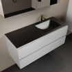Mondiaz AIVY Ensemble de meuble - 120x45x50cm - 1 trou de robinet - 1 vasque Urban Solid surface - Droite - 2 tiroirs - avec miroir - MDF Talc SW892445