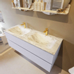MONDIAZ VICA-DLUX Ensemble meuble de salle de bains - 130cm - meuble sous-vasque cale - 2 tiroirs - lavabo encastré cloud double - 2 trous de robinet - version hauteur 60cm - glace SW1088338