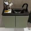 MONDIAZ TURE Kit lave-mains - 60x23x50cm - 1 trou de robinet - 2 portes - armée mate - Lavabo à droite - Solid Surface Noir SW475328