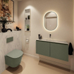 MONDIAZ TURE-DLUX Meuble toilette - 100cm - Army - EDEN - vasque Opalo - position centrale - sans trou de robinet SW1104246