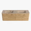 Mondiaz CIRO-DLUX Ensemble de meubles de salle de bains - 160x45x50cm - Plan-vasque solid surface Arena - 2 lavabos double - 2 trous de robinet - 4 tiroirs - Chêne SW1531385