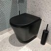 QeramiQ Dely Toiletset - 36.3x51.7cm - diepspoel - rimless - Geberit UP320 inbouwreservoir - softclose toiletzitting - steel bedieningsplaat - rechtehoekige knoppen - zwart mat SW804624