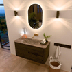 Mondiaz CIRO-DLUX Meuble de salle de bains - 100x45x50cm - Plan-vasque en solid surface Oza - 1 vasque au milieu - sans trous de robinet - 2 tiroirs - Shadow SW1532621