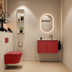 MONDIAZ TURE-DLUX Meuble toilette - 80cm - Fire - EDEN - vasque Ostra - position centrale - 1 trou de robinet SW1104869