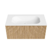 MONDIAZ KURVE 90cm Meuble salle de bain - couleur Oak - 1 tiroir - vasque BIG SMALL centre - 1 trou de robinet - Talc SW1138168