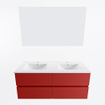 Mondiaz VICA ensemble de meuble de salle de bain - 120cm - meuble sous-vasque fire - 4 tiroirs - lavabo denia double - 2 trous de robinet - couleur Blanc Brillant - miroir LED - version XL 60cm de haut SW1091922